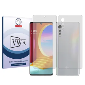 VWK Tough model transparent screen protector suitable for LG Velvet mobile phone along with the back protector