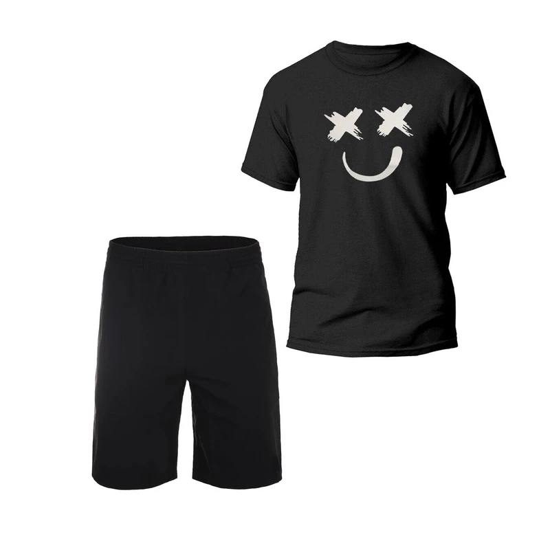 ست تی شرت آستین کوتاه و شلوارک راحتی مردانه مدل TN36 طرح لبخند