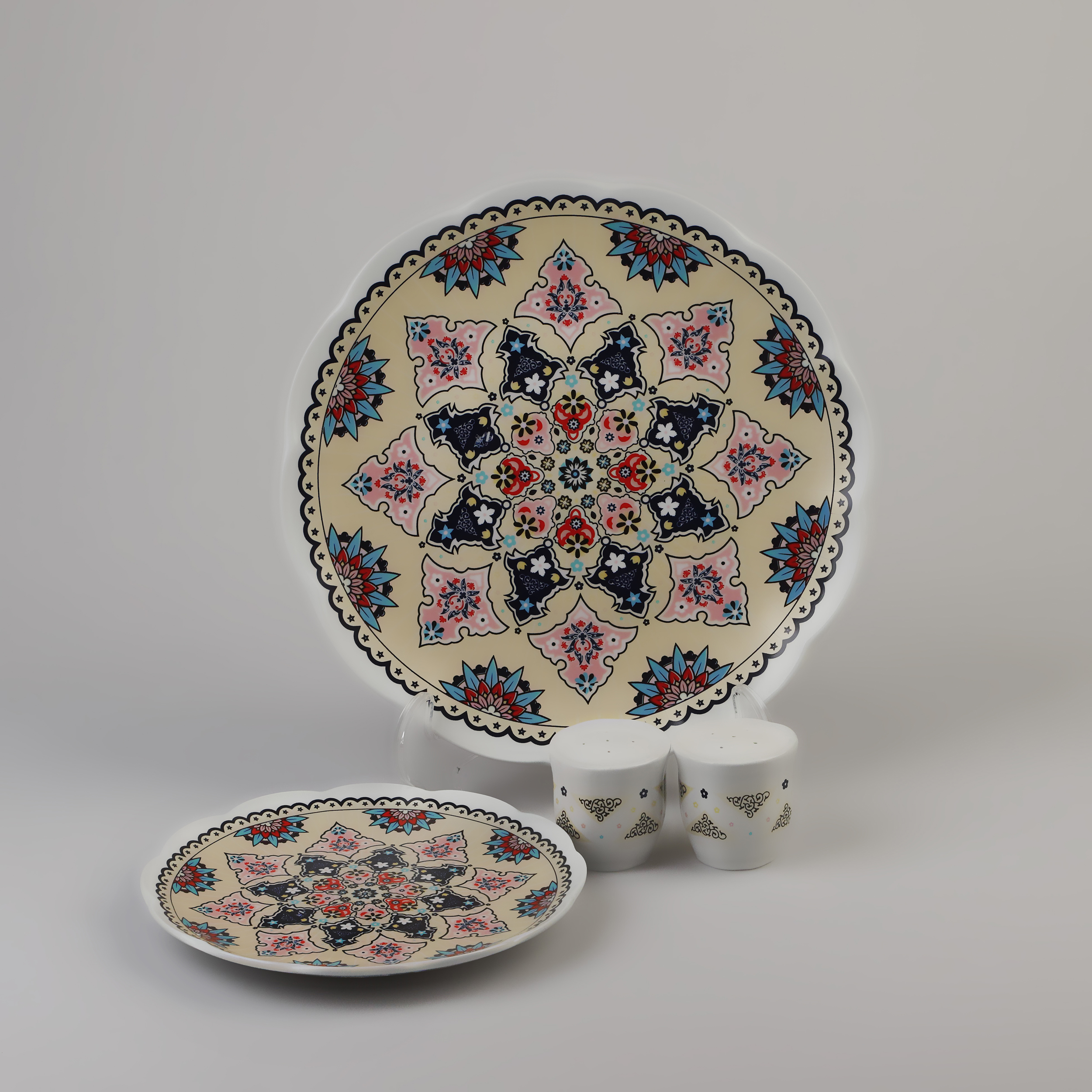 سرويس غذا خوری 9 پارچه چينی مقصود نيلوفری مدل سورنا ورژن 1