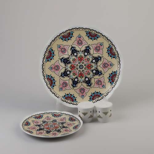 سرويس غذا خوری 9 پارچه چينی مقصود نيلوفری مدل سورنا ورژن 1