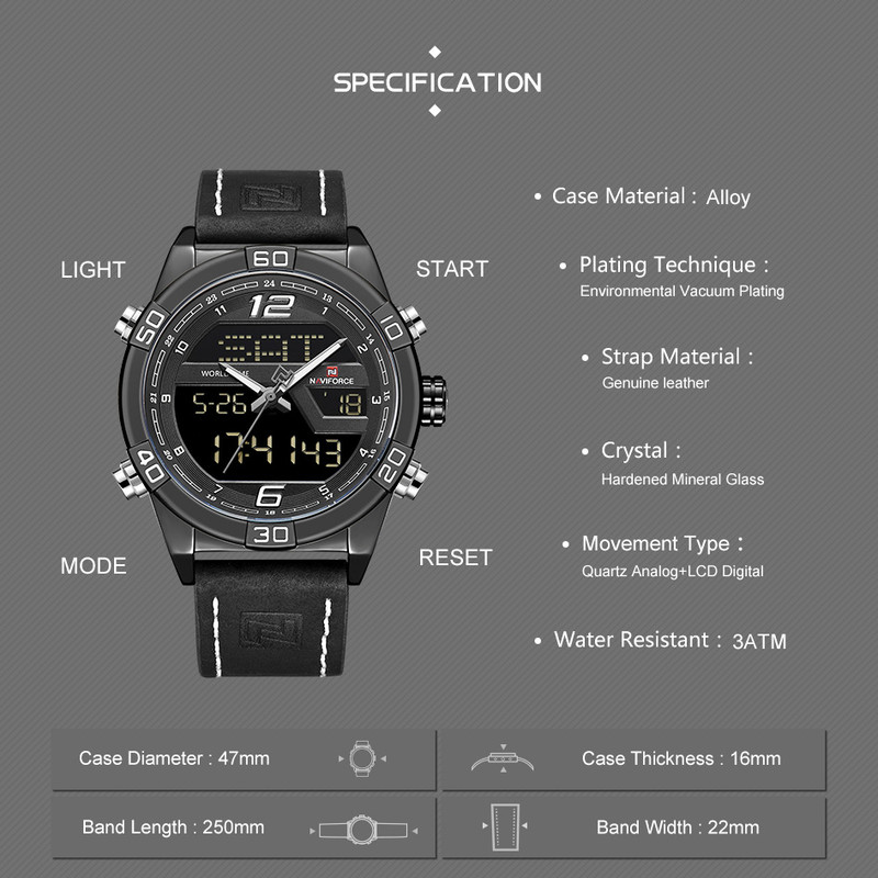 ساعت مچی عقربهای مردانه نیوی فورس مدل 9128 bwb ساعت مچی عقربهای مردانه نیوی فورس مدل 9128 bwb