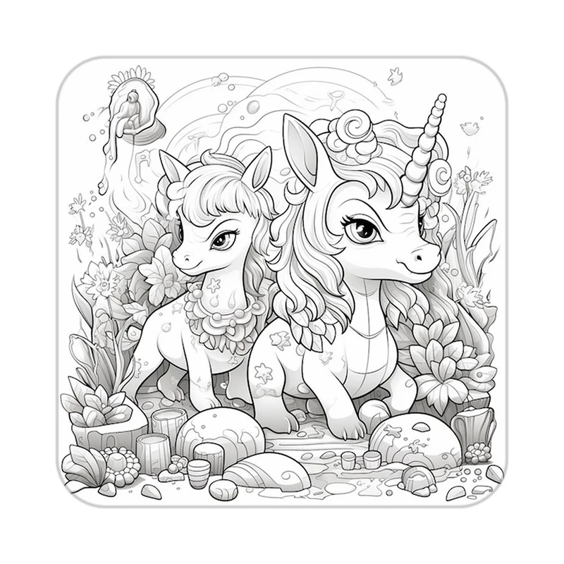 زیر لیوانی کاکتی طرح اسب تک شاخ و یونیکورن مدل mp30261