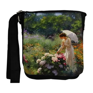 کیف رودوشی طرح بانو و گلها کد nb347