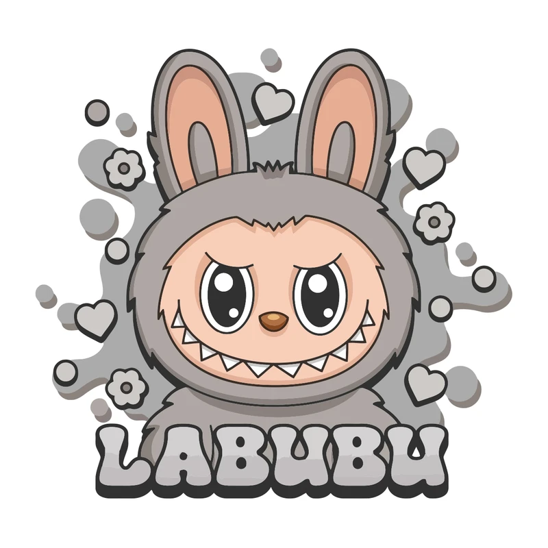 برچسب لپ تاپ پویا مارکت طرح لبوبو خاکستری کد 4029