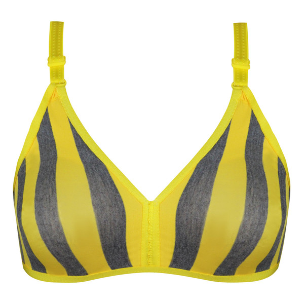 سوتین زنانه ماییلدا مدل راهراه بدون فنر کد 5046 رنگ زرد