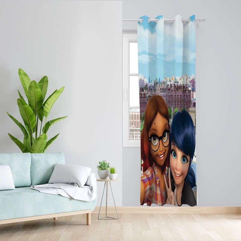 پرده طرح دختر عینکی مدل مخمل پانچی کد L 1568 Z سایز 140x200 سانتی متر