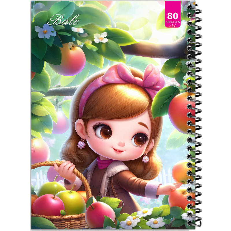 دفتر نقاشی 80 برگ بله مدل رحلی طرح فانتزی دخترانه درخت سیب کد A4-M388