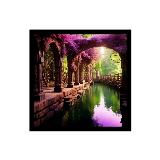 تابلو نوری بکلیت طرح منظره طبیعت و پل سنگی مدل B-MID-16211