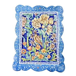 سینی میناکاری مسی میناسرای نیکنامی مدل گل ومرغ