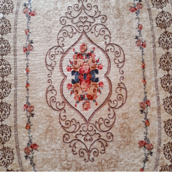 فرش پارچه ای مدل بیضی کد 222 زمینه کرم
