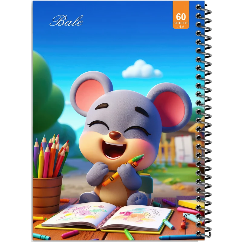 دفتر نقاشی 60 برگ انتشارات بله طرح فانتزی موش نقاش کد A4-O48