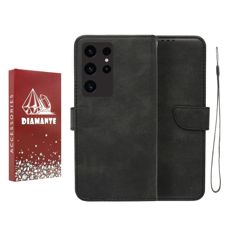 کیف کلاسوری دیامانته مدل Scusa Rd مناسب برای گوشی موبایل سامسونگ Galaxy S24 Ultra به همراه بند آویز