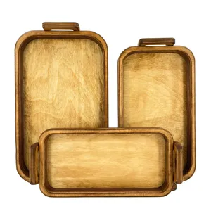 سینی مدل دسته دار چوبی کد SN05S مجموعه 3 عددی