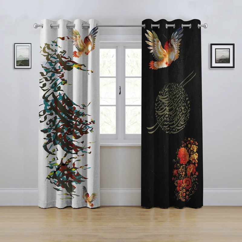 پرده مدل پانچی طرح خط نوشته نستعلیق سایز 280x145 سانتی متر