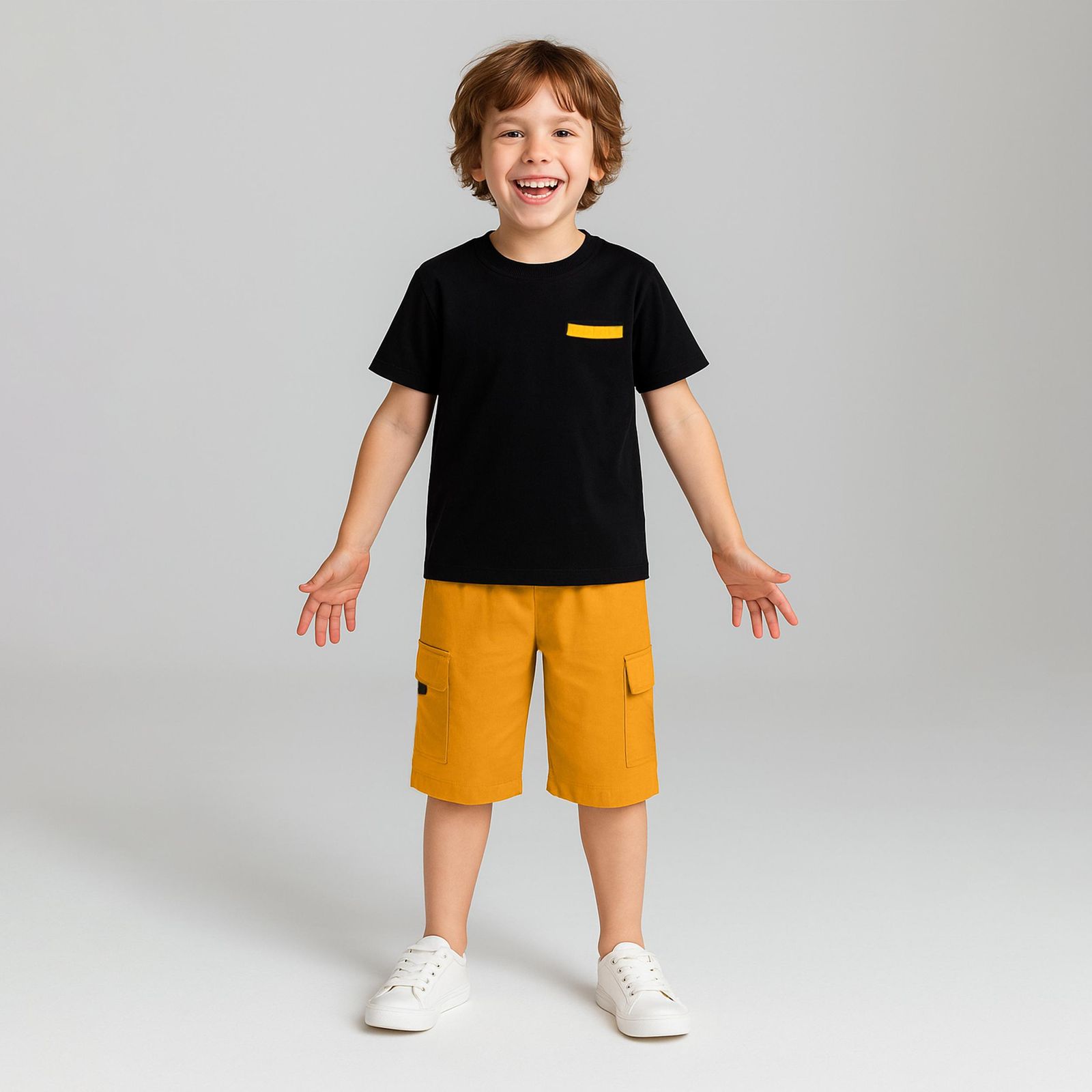 ست تی شرت و شلوارک پسرانه مادر مدل Neon - - 1