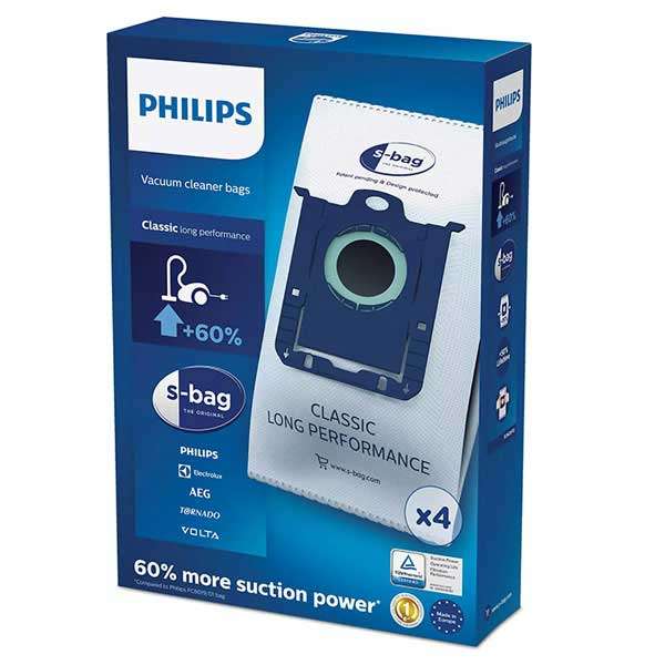 پاکت جاروبرقی اس-بگ مدل  S-BAG FC مناسب برای جاروبرقی فیلیپس و آاگ بسته چهار عددی