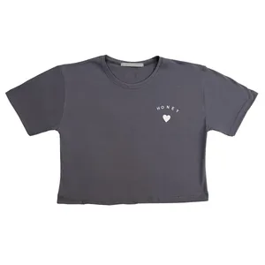 تی شرت آستین کوتاه زنانه مدل honey 10-24 رنگ طوسی