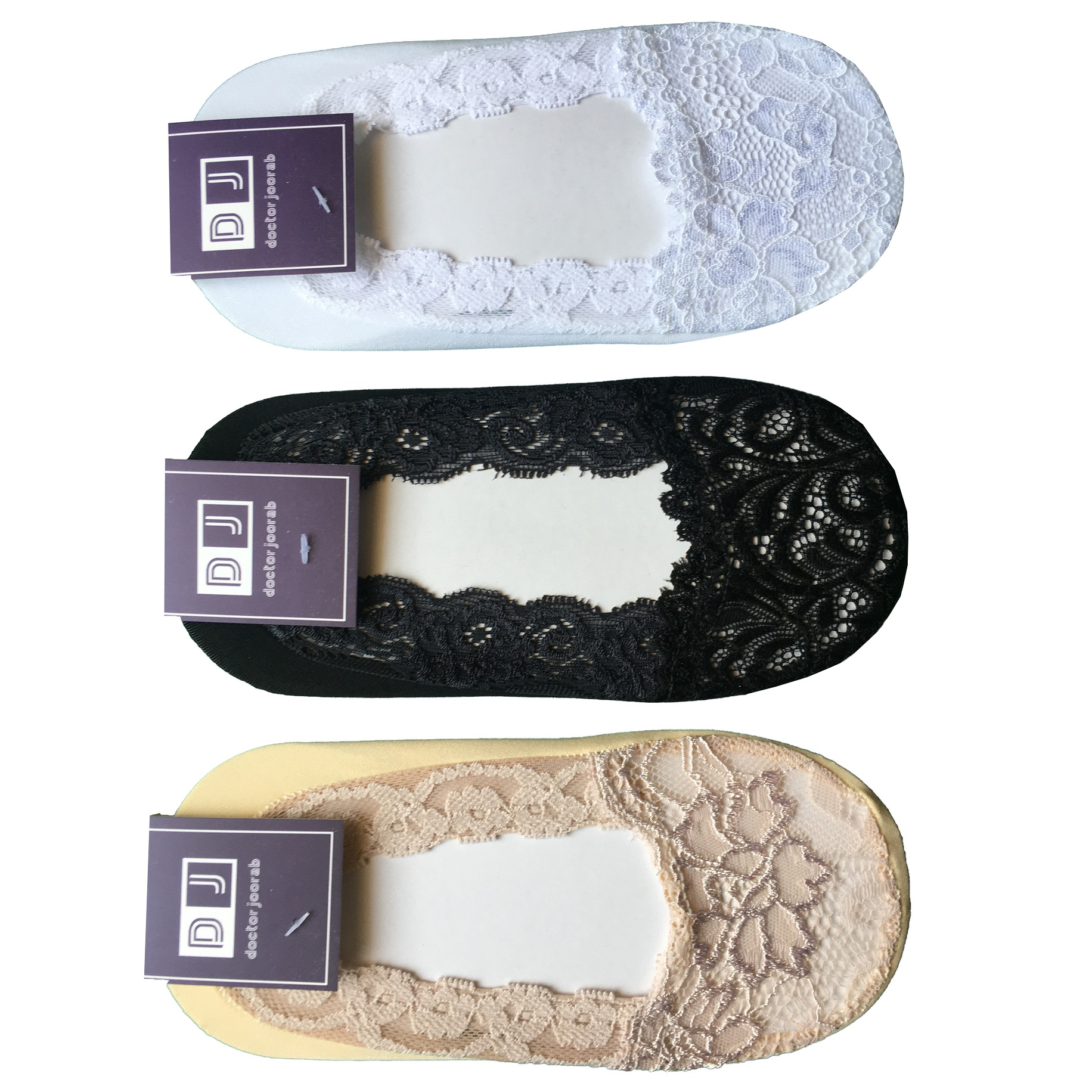 جوراب کالج زنانه دکتر جوراب مدل مجلسی گیپور بسته 3 عددی