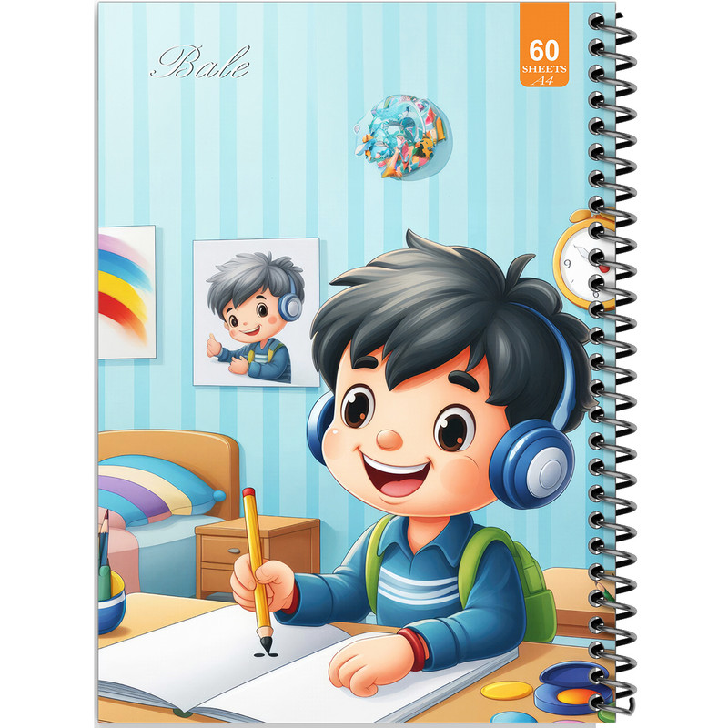 دفتر نقاشی 60 برگ انتشارات بله طرح فانتزی پسرانه موسیقی و درس کد A4-O379