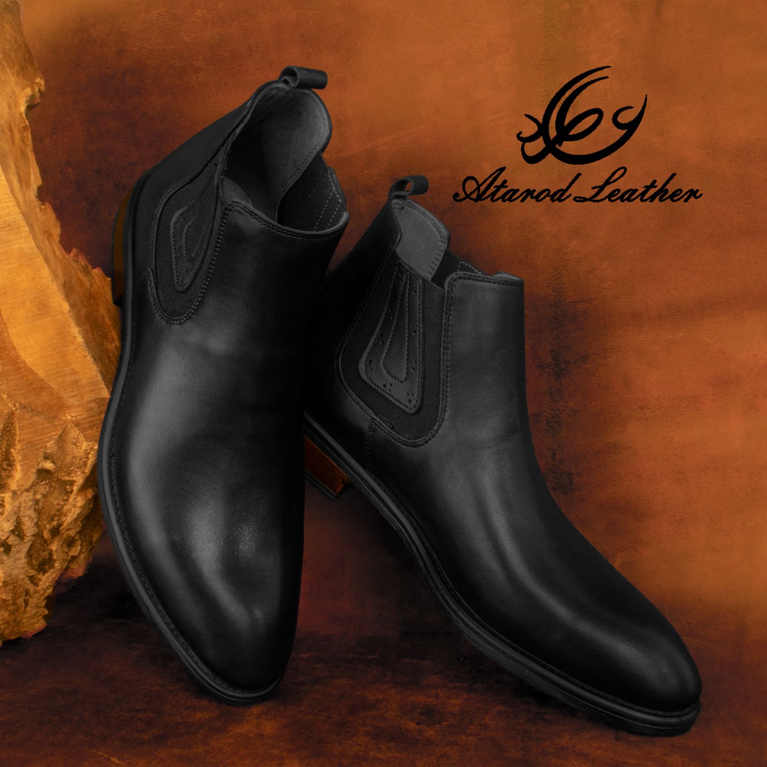نیم بوت مردانه چرم عطارد مدل چرم طبیعی کد SH17 -  - 8