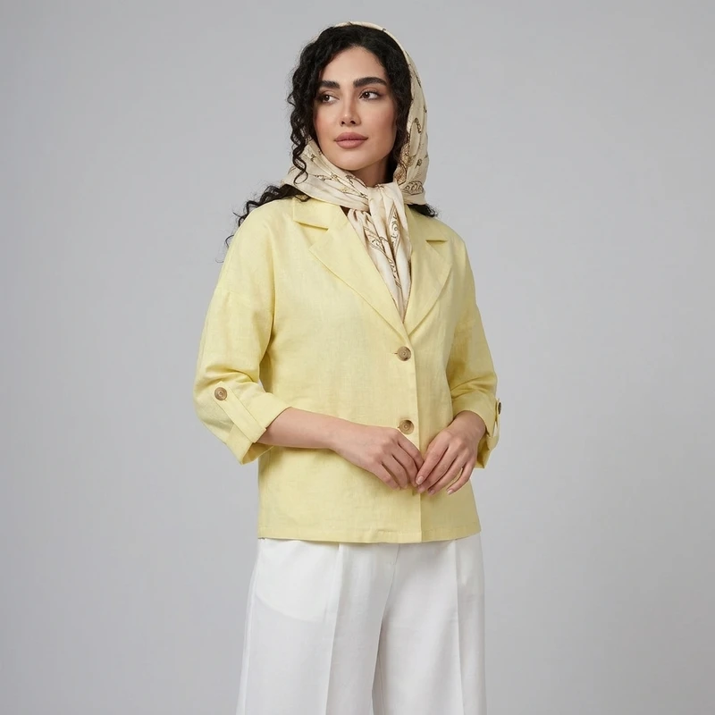 کت رسمی زنانه مدل لینن باکسی دلوان