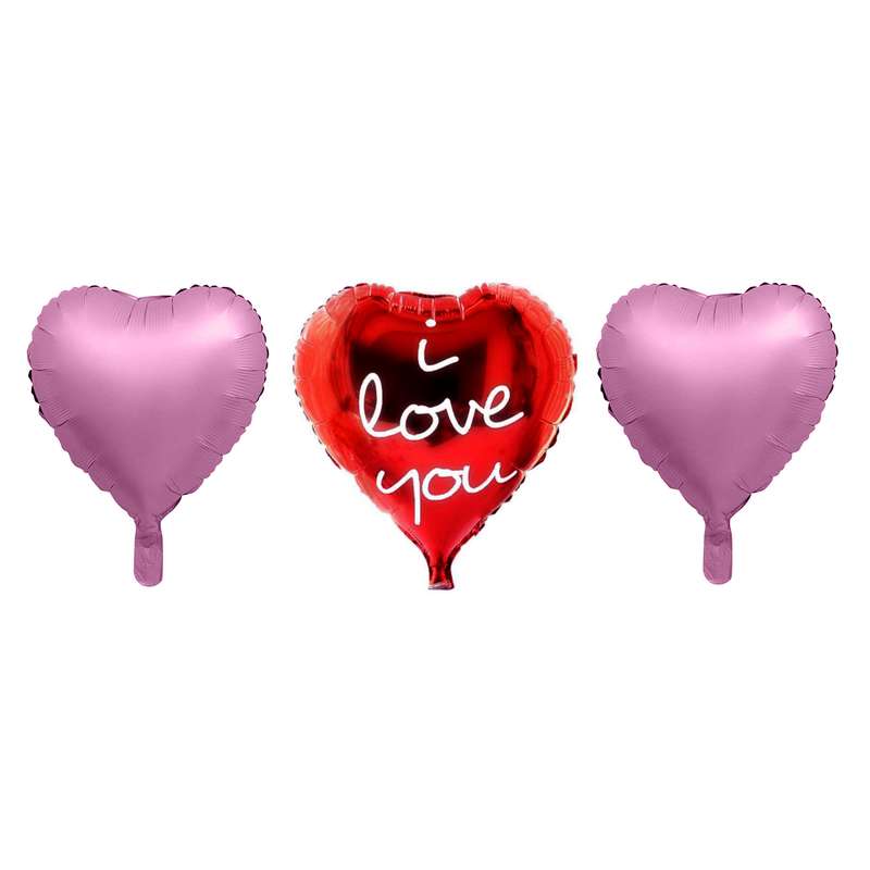 بادکنک فویلی طرح قلب مدل LOVE-chrome مجموعه سه عددی