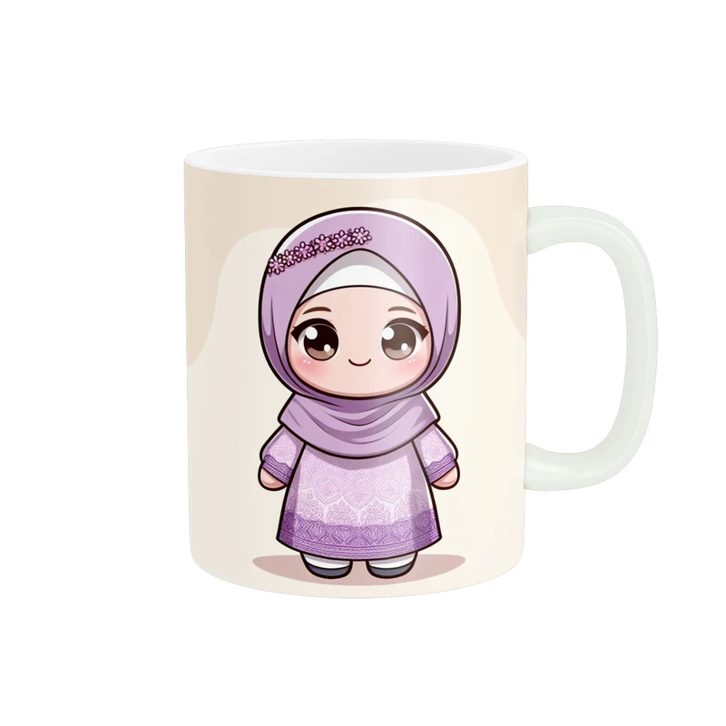 ماگ پاد آفرین مدل سرامیکی طرح دختر کیوت و ناز کد p9468