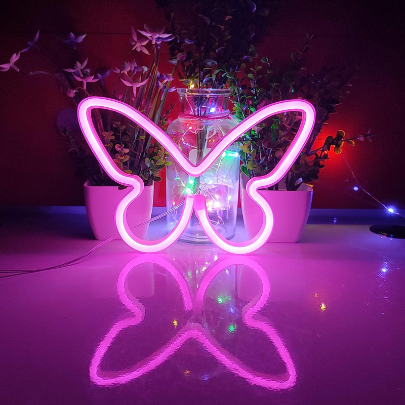 چراغ دیواری مدل تابلو نئون فلکسی نیونی طرح پروانه butterfly
