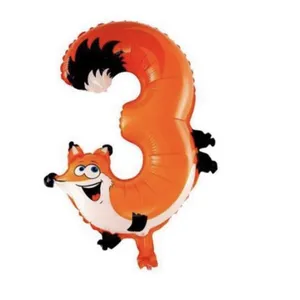 بادکنک فویلی مدل عدد 3 طرح حیوانات جنگل