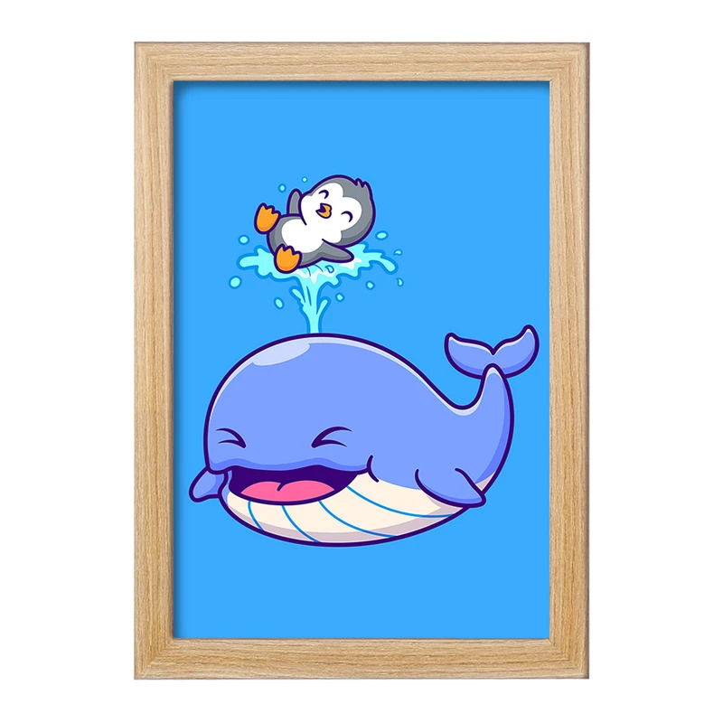 تابلو خندالو مدل حیوانات بامزه نهنگ و پنگوئن کد 25424