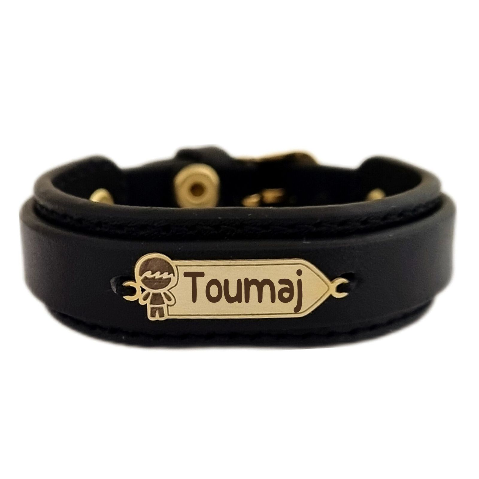 دستبند طلا 18 عیار بچگانه لیردا مدل اسم توماج کد KDK -  - 1