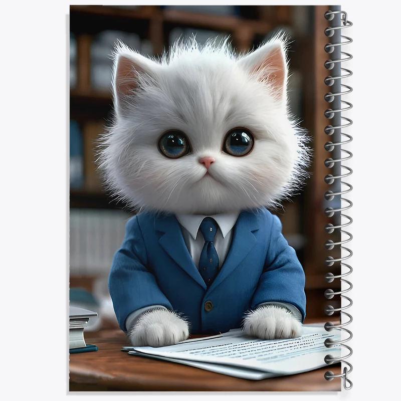 دفتر ژورنال نویسی 50 برگ خندالو مدل نقطه ای طرح گربه کارمند کد F7219