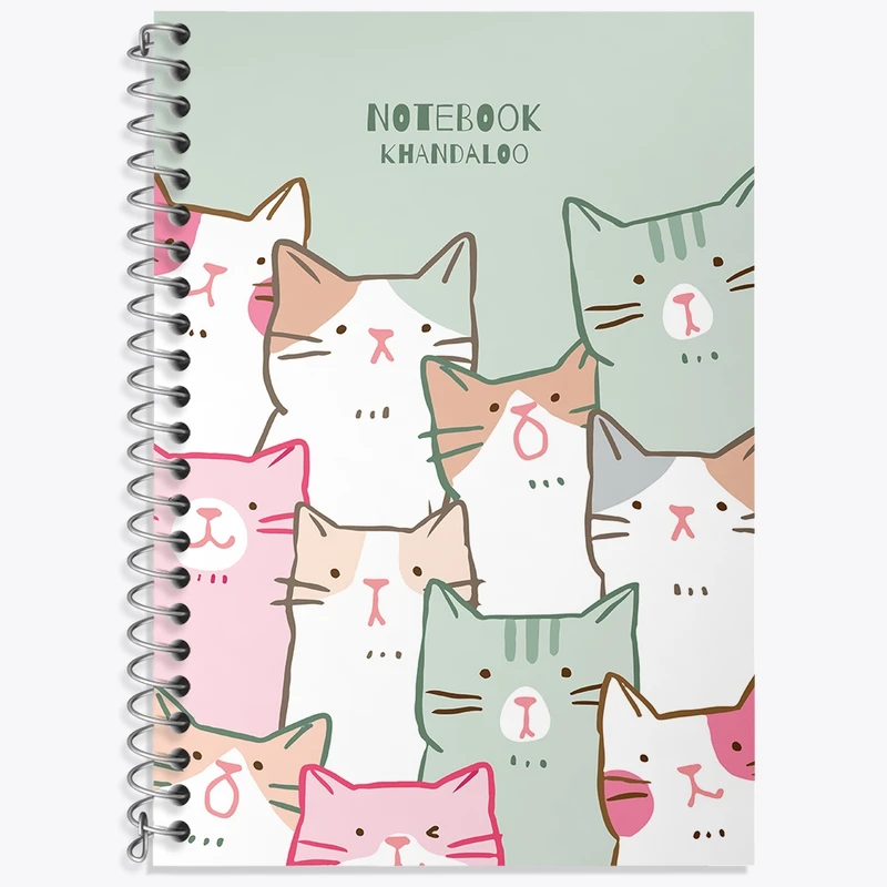 دفتر زبان 50 برگ خندالو مدل دو خط طرح گربه های کیوت کد N1359