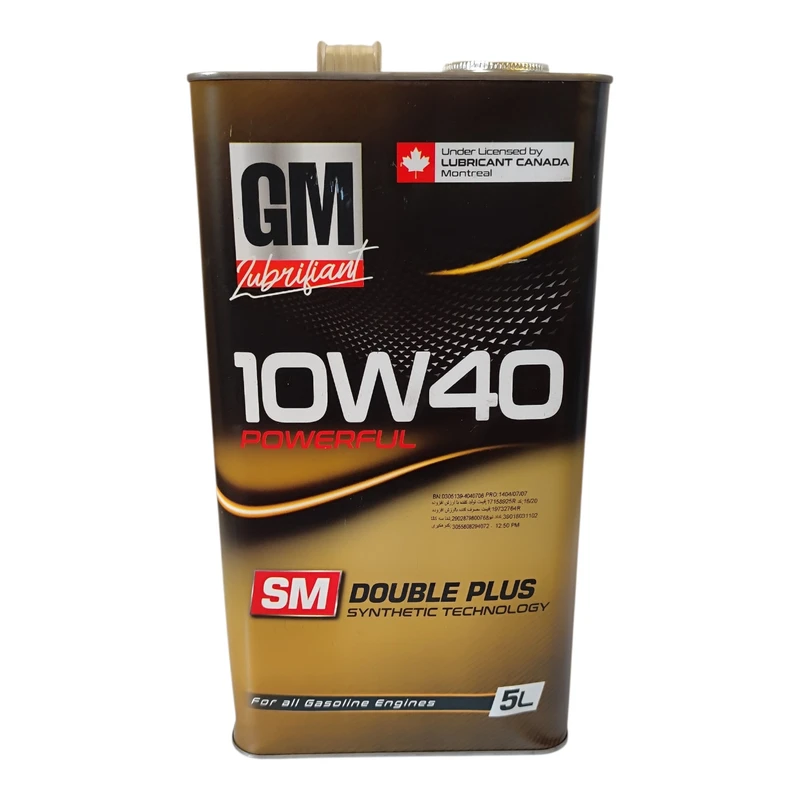 روغن موتور خودرو بنزینی جی ام لوبریفیانت مدل دابل پلاس SM 10W-40 حجم 5 لیتر