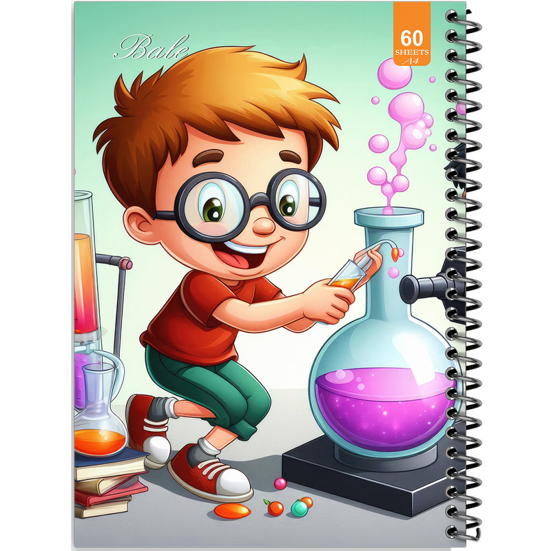 دفتر نقاشی 60 برگ انتشارات بله طرح فانتزی پسرانه شیمی دان کد A4-O498