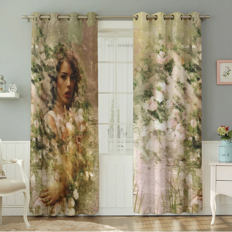 پرده نیروانا طرح چهره  مدل مخمل کد 4668 سایز 140×280 سانتی متر