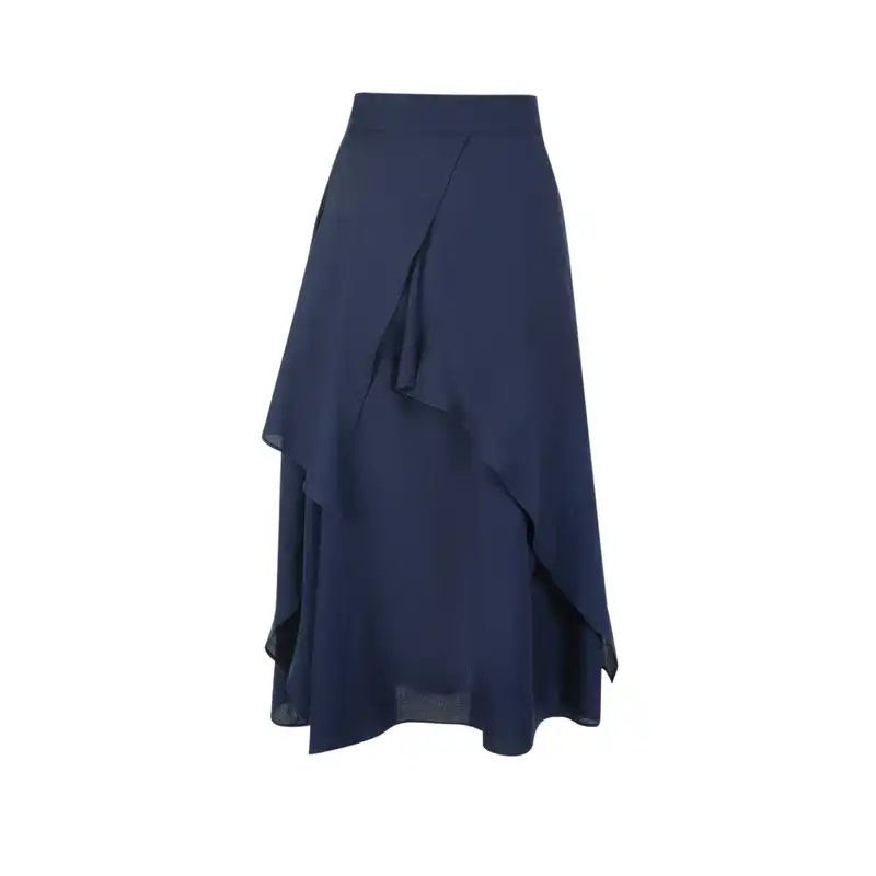 دامن چین‌دار زنانه سرژه مدل 210236 رنگ سرمه‌ای