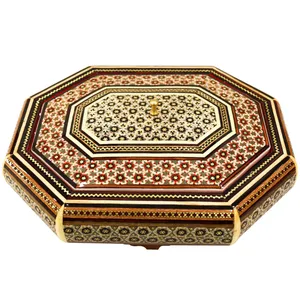 شکلات خوری خاتم کاری مدل داخل شیشه ای طرح 8 ضلعی کشیده کد Drawn Octagon