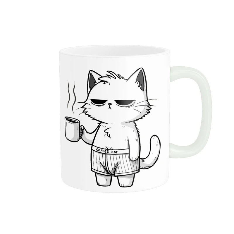 ماگ پاد آفرین مدل گربه بامزه کارتونی طرح لیوان قهوه صبح کد 1582