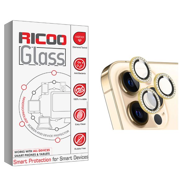 محافظ لنز دوربین ریکو مدل RiC2 رینگی نگین دار مناسب برای گوشی موبایل اپل iPhone 13 Pro Max