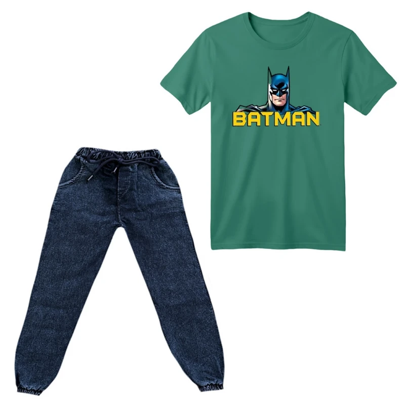 ست تی‌شرت آستین کوتاه و شلوار پسرانه مدل بتمن کد ۳ 