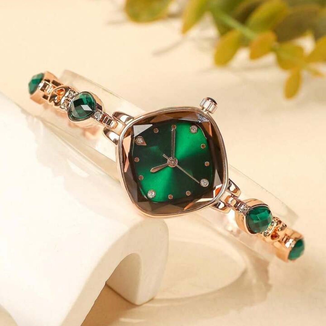 ساعت مچی عقربه ای زنانه مدل کوارتز مدل جواهری نگین دار کد 3 -  - 4