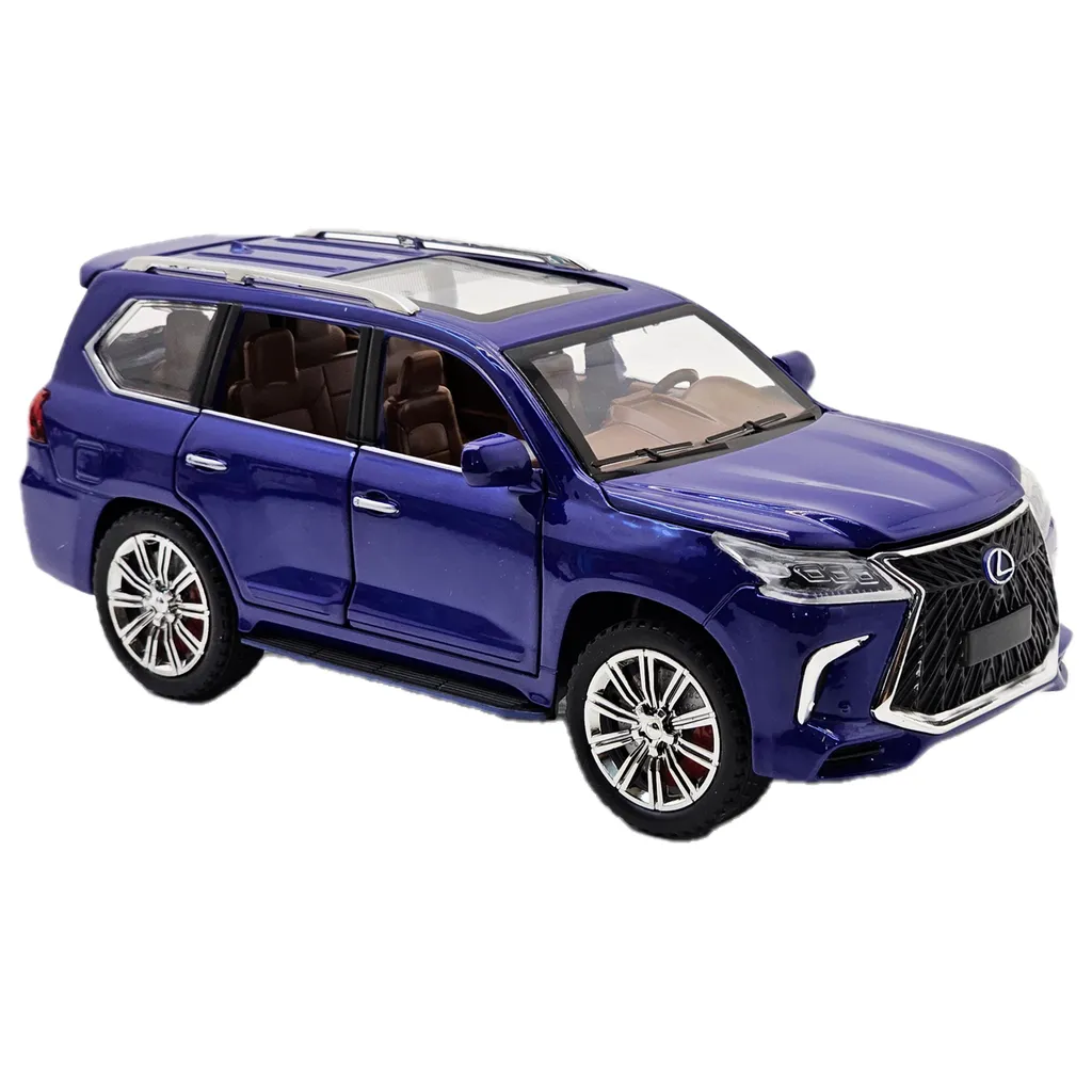 ماشین بازی فلزی عقب‌کش و دودزا ناب سل مدل LEXUS LX570 با قابلیت باز شدن همه درها، کاپوت و صندوق عقب، موزیکال و چراغ‌دار، دارای تایر پلاستیکی مقاوم و الهام‌گرفته از نمونه واقعی آفرود