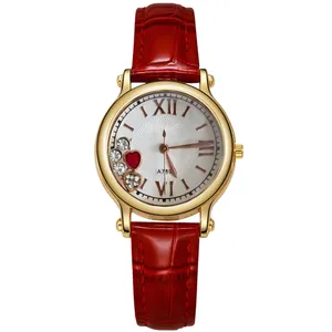 ساعت مچی عقربه‌ای کوارتز زنانه مدل مینیمال لوکس بند چرم صفحه شنی کد ۴