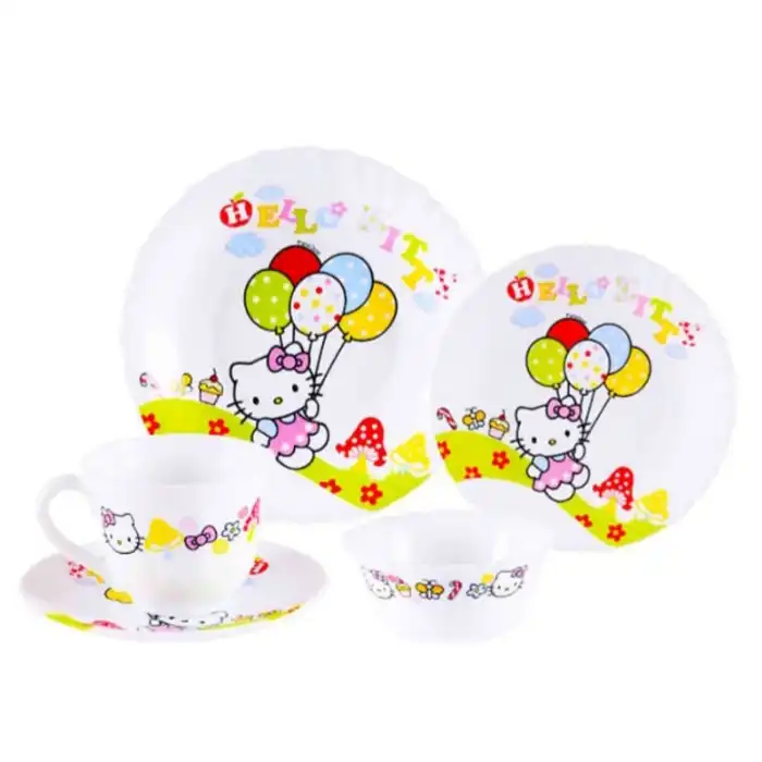 سرویس غذاخوری 5 تکه کودک پارس اپال طرح کیتی کد 653