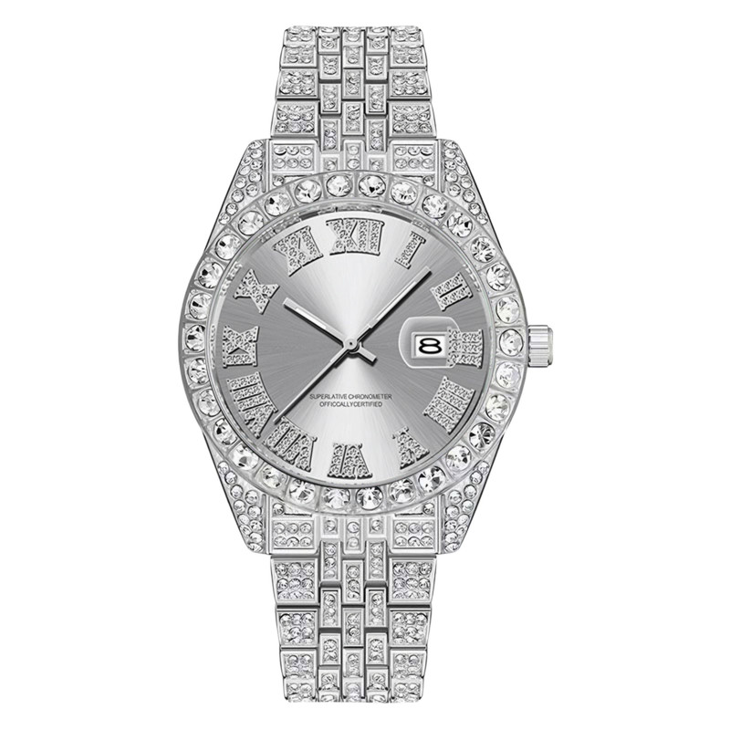 ساعت مچی عقربهای مردانه مدل دور نگین بند فول نگین کد 5 ساعت مچی عقربهای مردانه مدل دور نگین بند فول نگین کد 5