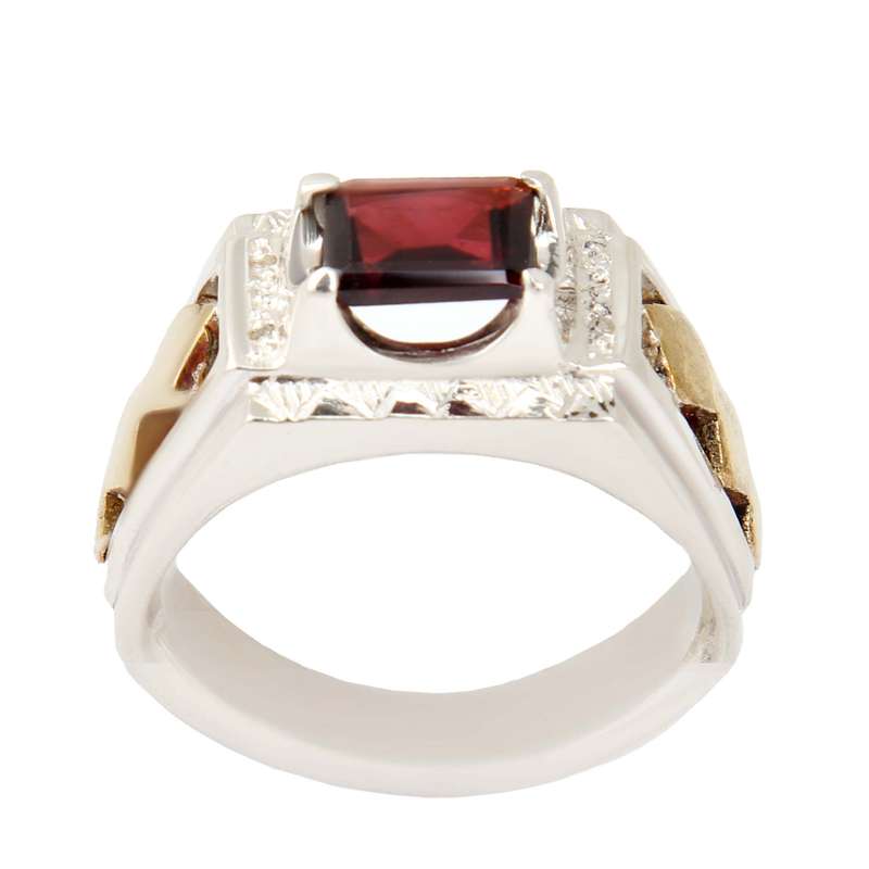 انگشتر نقره مردانه بازرگانی میلادی مدل یاقوت کد AM_2438