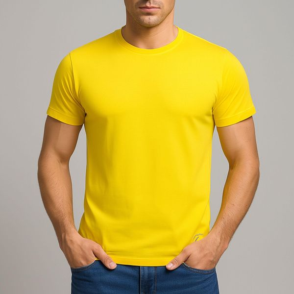 تی‌شرت آستین کوتاه مردانه مدل A22 رنگ زرد