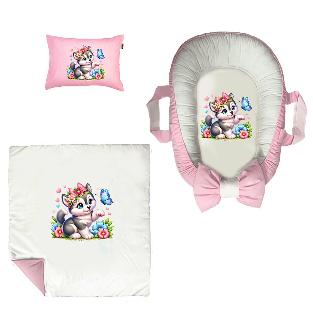 سرویس خواب 3 تکه نوزاد مدل گربه و پروانه کد DKBP36-set
