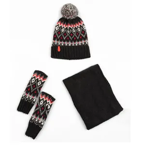 ست کلاه و شال گردن و دستکش بافتنی مدل SB-SS-15141